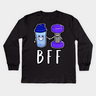 BFF Cute Protein Shaker And weights Kids Long Sleeve T-Shirt